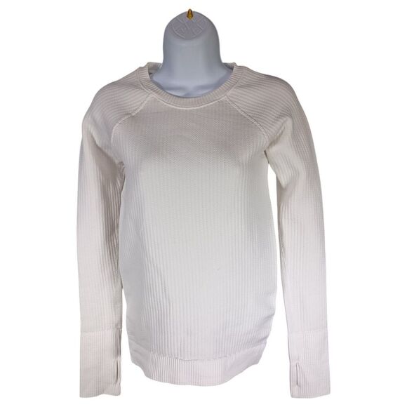 Lululemon Top 4 Womens White Rest Less Pullover Any Nylon Shirt Breathable Solid - Picture 1 of 5